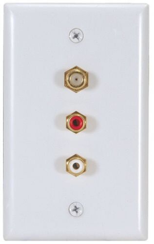 RCA VH69 Video Standard Wall Plate With RCA Jacks and Coaxial Cable Connector