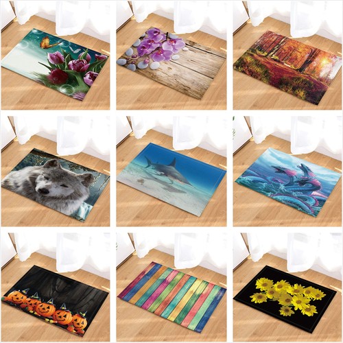 Wolf Dragon Flower Pumpkin Theme Non Slip Rug Carpet Bathmat Door Mat 16*24/"