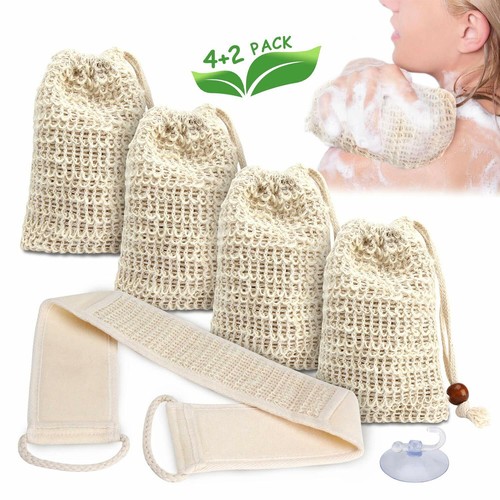 4x Sisal Seifensäckchen Seifenbeutel 1x Rückenschrubber Naturprodukt 100/% Vegan