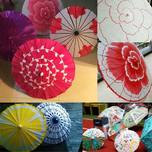 Accessory Artistic White Chinese Traditional Craft For Kids DIY Paper Umbrella