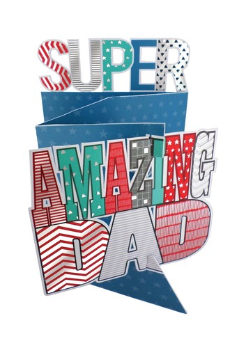 Father/'s Day Card Super Amazing Dad 3D Cutting Edge Greeting Cards
