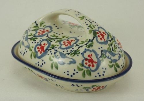 M077-P372 Blumen U N I K A T, für 250g Butter Bunzlauer Keramik Butterdose