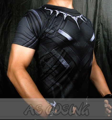 Captain America 3 Civil War Black Panther Costume Man Summer Quick Dry T-Shirts