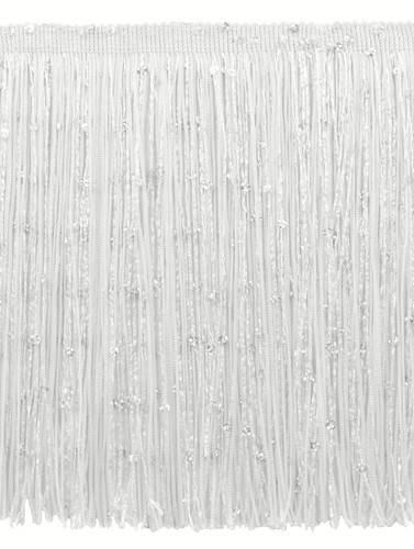 Optical White 8/" Chainette Sequin Trim Platinum Daisy By The Yard