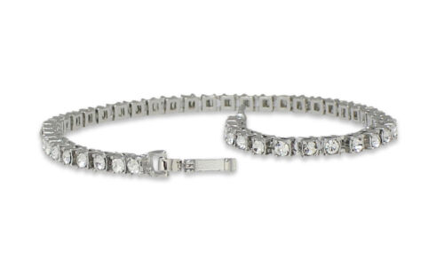 Homme Femme 1 rangée Simulated Diamond Tennis Bracelet 14k Blanc Or Plaqué 8 in environ 20.32 cm