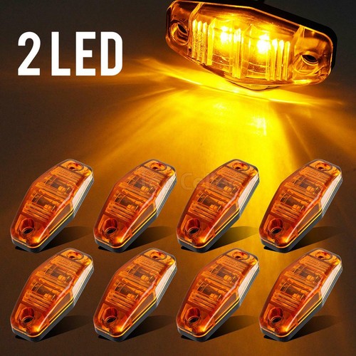 LED Light 2 Diodes Amber Surface Mount Clearance Side//Fender Marker Trailer 8