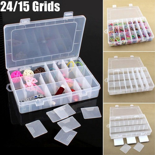 15//24//28 Compartment Organiser Storage Box Nuts Beads Jewellery Craft Nail Art