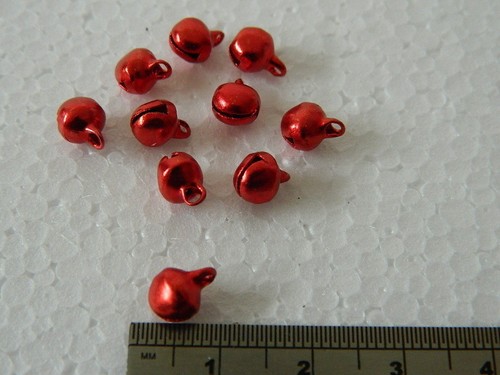 Rojo Navidad Campanas de Casa de Muñecas X.12 paquete de 10