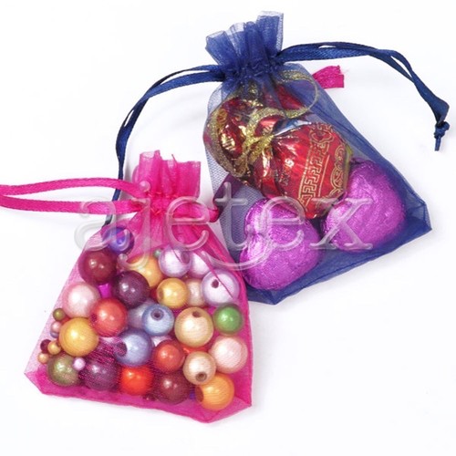 25 un 9x12cm Rosa Organza Bolsas de regalo de Navidad Boda Favor Joyería Bolsas De Dulces si
