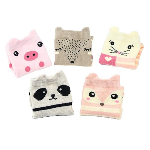 5 Pairs 80/% Cotton Kids Toddler Big Little Girls Fashion Crew Seamless Socks
