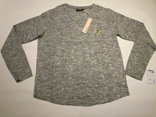 size 14 ladies fine thin knit lightweight sweater pullover jumper top Grey Gold