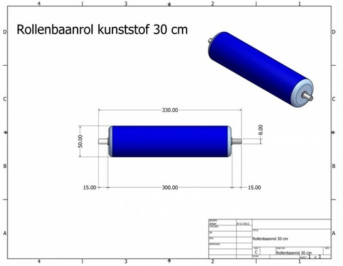 300 mm Tragrollen Tragrolle KUNSTSTOFF Ø 50 mm Rollenbahn Förderbandrollen