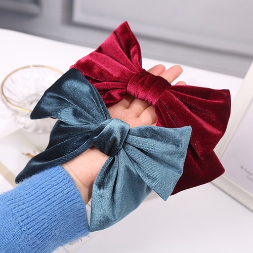 Lovely Girls Hairpins Gold Velvet Big Bowknot Hair Accessories Hair Clips