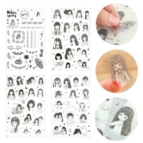 6pcs Cute Cartoon Girl Stickers Kawaii Stationery DIY Label Scrapbooking St M5T8