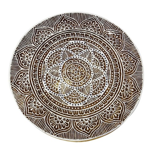 Floral Wooden Textile Stamps Hand Carved Printing Stamp Decorative Brown Block