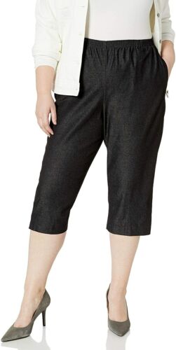 Alfred Dunner Women/'s Size All Around Denim Plus Capris Pants-Elastic Waist Jean