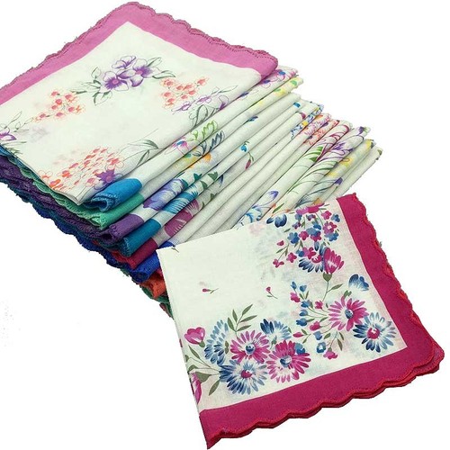 Lote Para Mujer Floral Pañuelo Bolsillo Cuadrado Flor de algodón para fiesta de casamiento Pañuelo