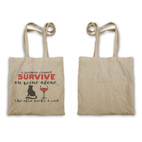 a woman cannot survive on wine alone she also needs a cat Tote bag ee248r