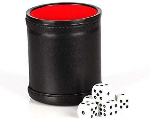 Magic Vosom Felt Lined Professional Dice Cup with 5 Dice Quiet for Yahtzee Game