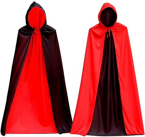 Details about / viviwo Hooded Cloak Capes Double Face Red Black Reversible Dress up Vampires Wit