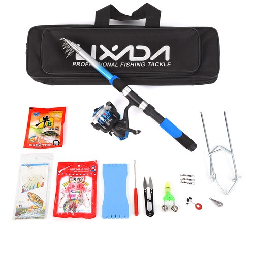 2.1m Telescopic Fishing Rod and Reel Combo Full Kit Spinning Fishing Reel J7G0