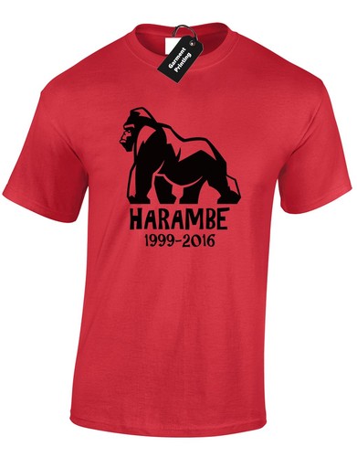 HARAMBE SILHOUETTE MENS T SHIRT GORILLA MONKEY APE SHOOT JUSTICE PEACE NEW