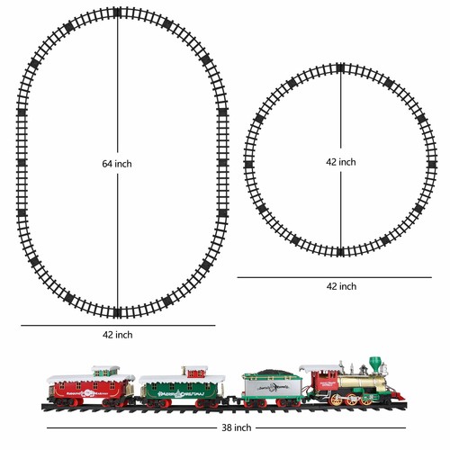 Large Electric Christmas Train Tracks Set Kids Toy With Lights Sounds Tree Decor