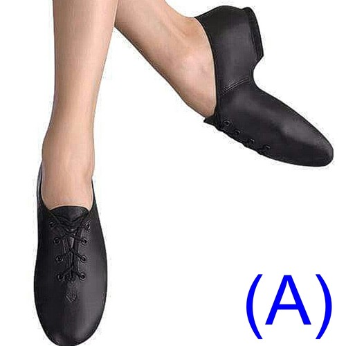 AA pumps irish hard jig JAZZ DANCE SHOES Black Leather UNISEX split sole