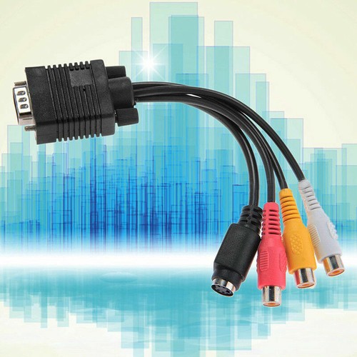 VGA to S-Video 3 RCA Composite AV Out Converter Adapter Cable style D8H6