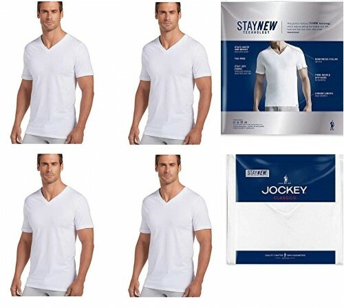 Jockey Men/'s V-Neck T-Shirts Classic Tag Free 100/% Cotton,4 Pack