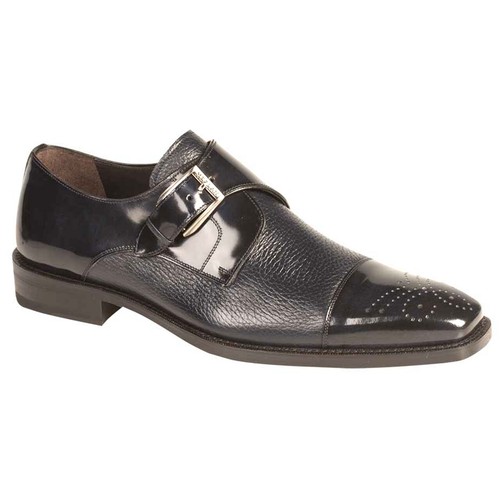 Phoenix Blue Genuine Deerskin Monkstraps by Mezlan
