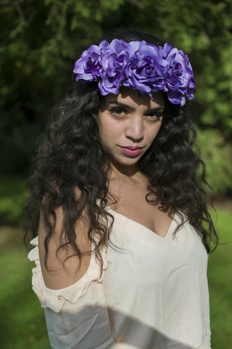 Large Purple Rose Flower Hair Crown Headband Garland Sugar Skull Halloween P86