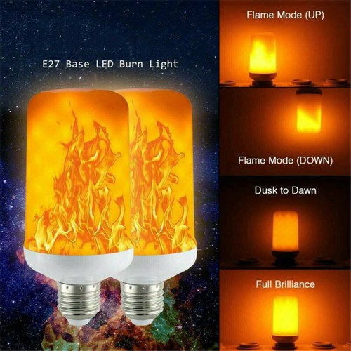 LED Flame Effect Simulated Nature Fire Light Bulb 9W E27 Party Decor Lamp 4Modes