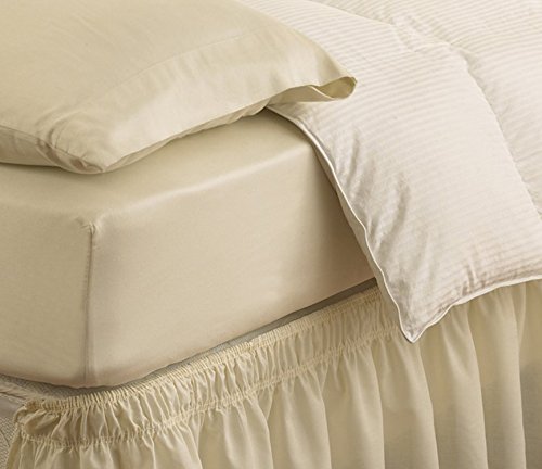 Easy Fit Ruffled Bed Skirt Queen King Size Polyester 65/% Cotton 35/% Ivory Solid