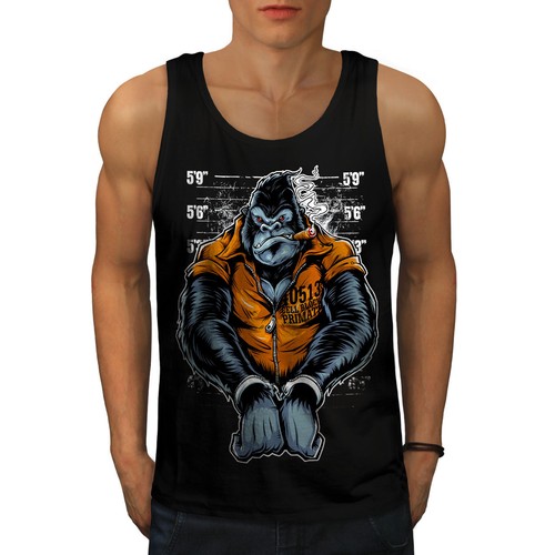 Wild Active Sports Shirt Wellcoda Monkey Ape Prison Mens Tank Top