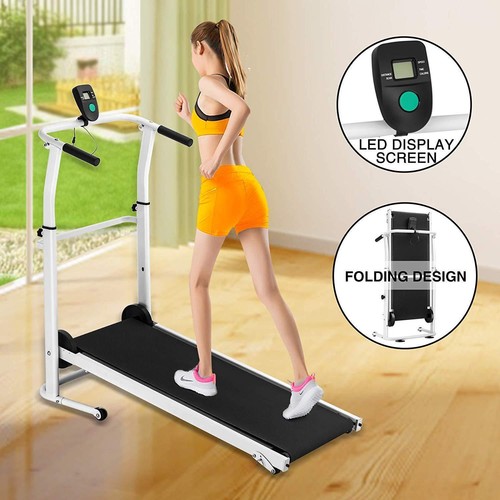 Portable Manual Folding Treadmill Running Walking Fitness Machine Incline Cardio