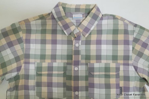 Columbia Westerly Winds Plaid Short Sleeve Shirt Mens Sizes S M Granite Purple