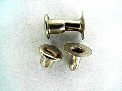 TAPPO SINGOLO TESTA RIVETTI 6mm x 22 FOTO in pelle BORDO Nickel Placcato Crafter
