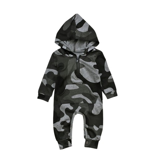 Newborn Baby Boy Girl Long Camo Romper Bodysuit Jumpsuit Playsuit Clothes Outfit