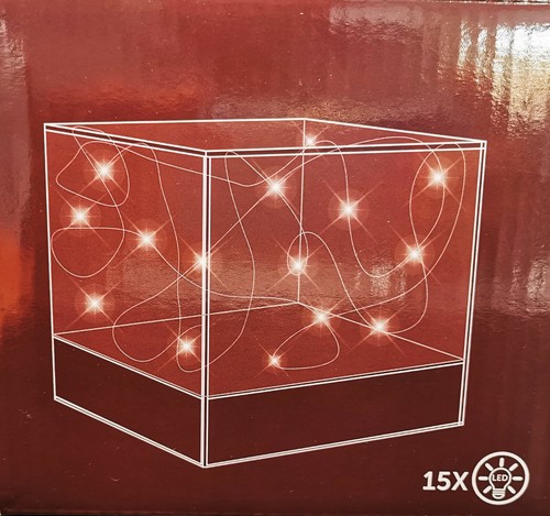 Vidrio LED 3d Lightbox con 15 LED fluorescentes-recuadro Cube señal luminosa luces decoración