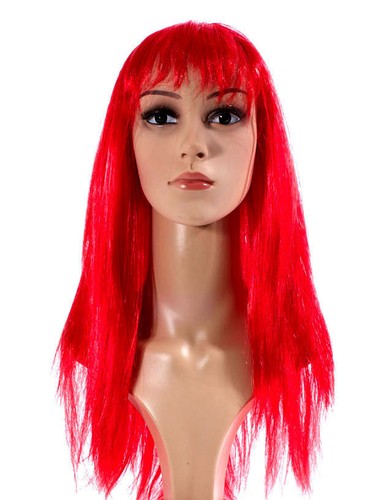 COS PLAY-FANCY DRESS LONG RED WIG WITH FRINGE HALLOWEEN VAMP-DEVIL-WITCH