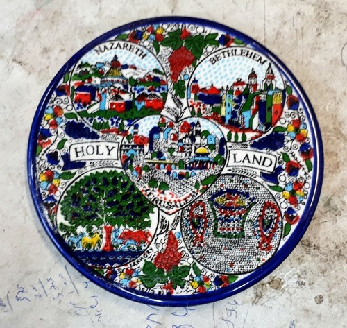 5.11/" Diameter Armenian Ceramic Israel Holy Land plate for hanging