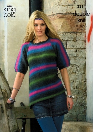 KCP-3314 King Cole Ladies Sweaters Riot Knitting Pattern 3314 DK