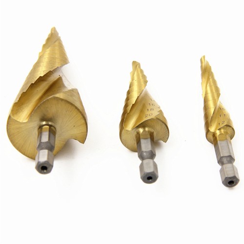 3PCS Titane HSS Tige Hex Step Cone Drill Bit Set Hole Cutter Outil HOT