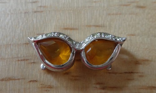 Sterling Argent 23x8mm Topaze Jaune Zircone cubique Fantaisie Lunettes De Soleil Eye Glasses Charm