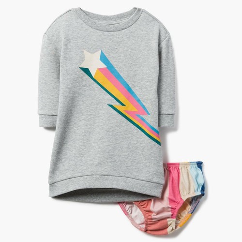 C8-6 NEW Gymboree Gray Rainbow Star Fleece Sweatshirt Dress w//Diaper Cover