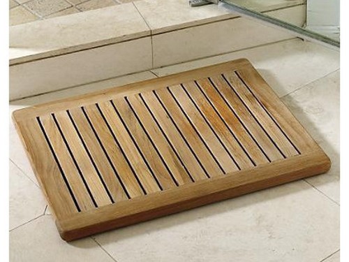 TEAK WOOD RECTANGLE DOOR SHOWER SPA BATHROOM FLOOR MAT INDOOR OUTDOOR 24/" x 18/"