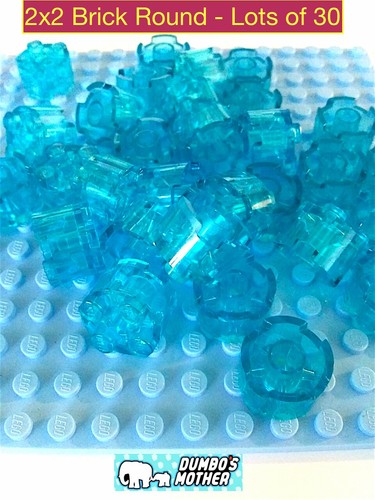 LEGO 2X2 Brick Round Trans Light Blue with Center Axle Hole NEW Lots Of 30