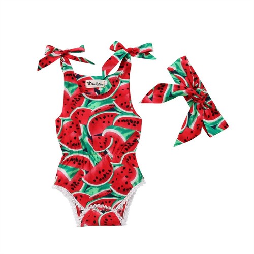 Cute Newborn Infant Baby Girl Romper Bodysuit Jumpsuit Headband 2Pcs Set Outfits