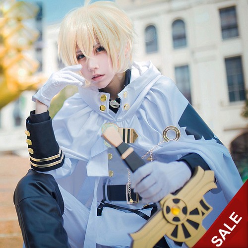 Seraph of the end Mikaela Vampire Hyakuya White Uniform Outfit Cosplay Costumes